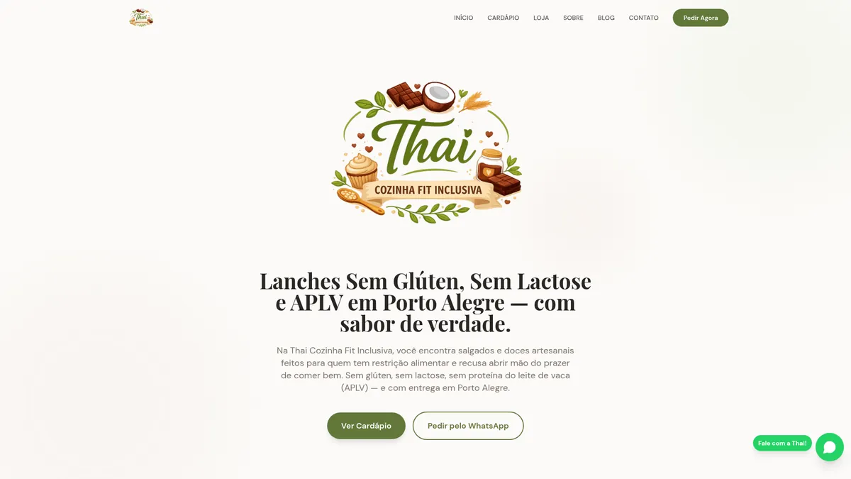 Site Thai Cozinha Fit Inclusiva — criado pela Tua Marca Online