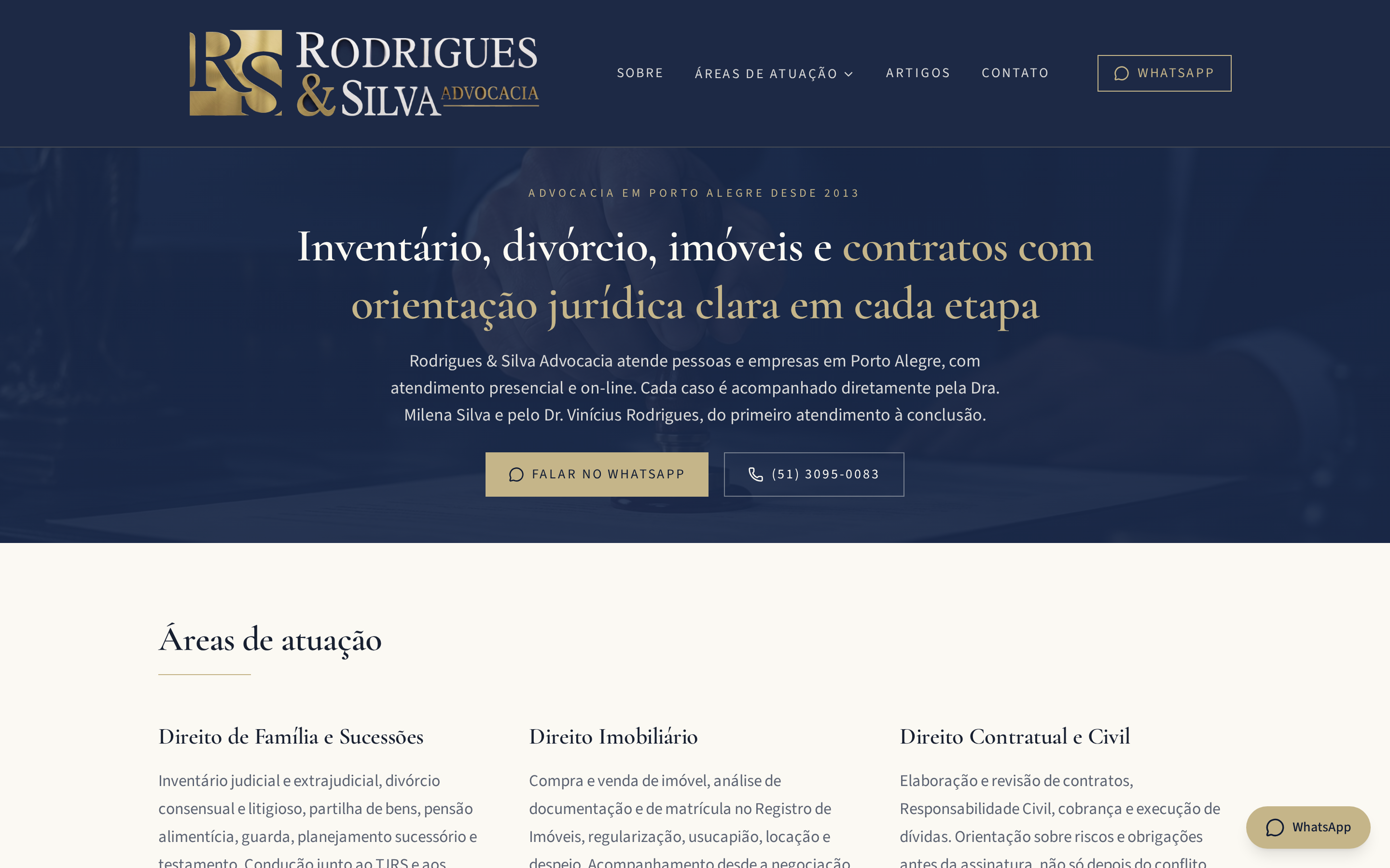 Site da Rodrigues & Silva Advocacia — criado pela Tua Marca Online