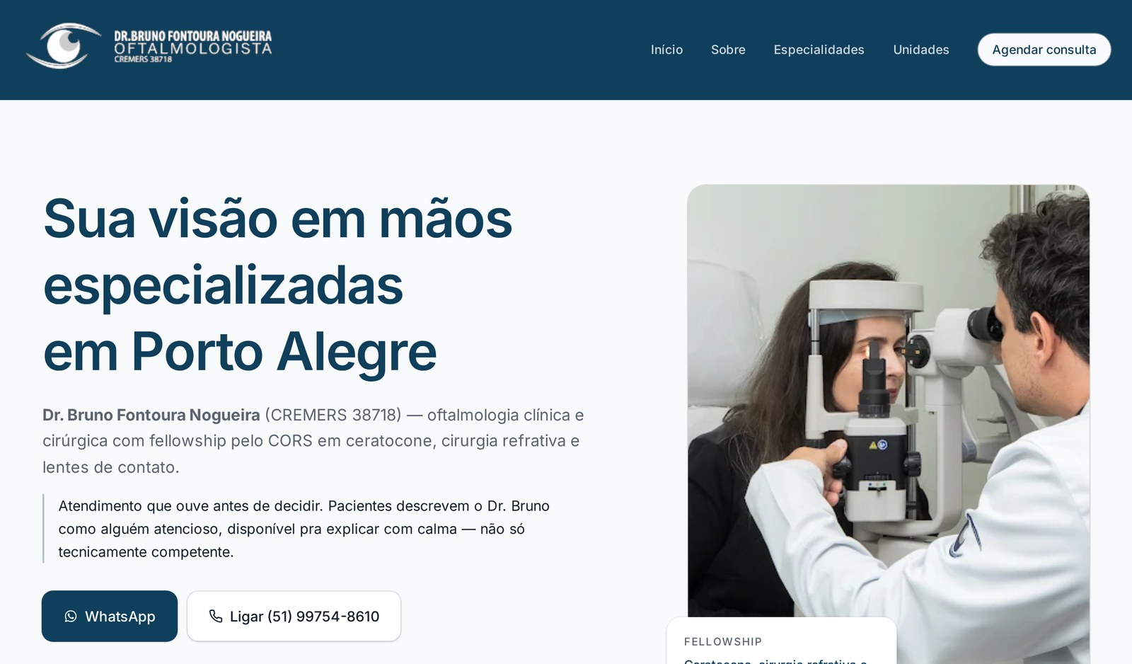 Site da Oftalmopoa — Dr. Bruno Nogueira — criado pela Tua Marca Online